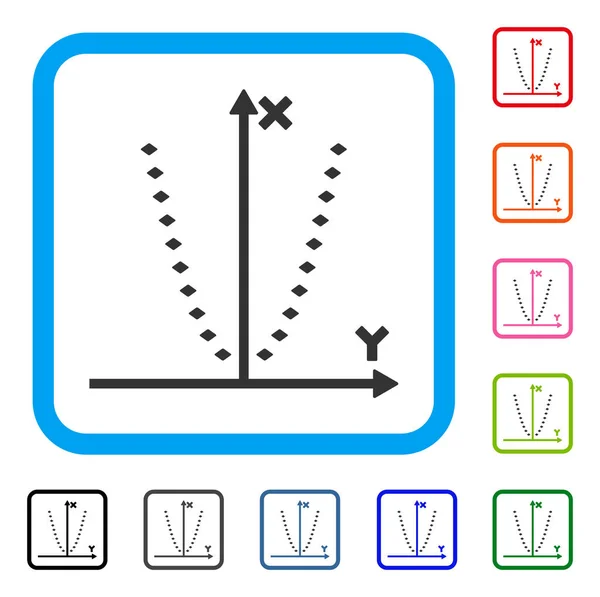 Gepunktetes Parabel-Plot gerahmtes Symbol — Stockvektor