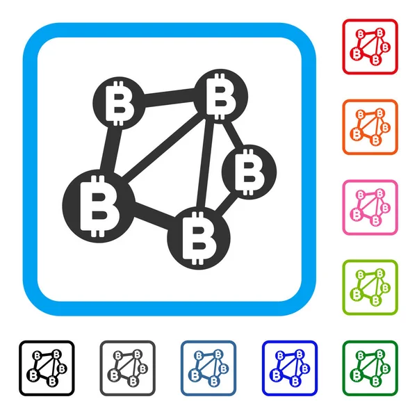 Bitcoin netwerk pictogram ingelijst — Stockvector