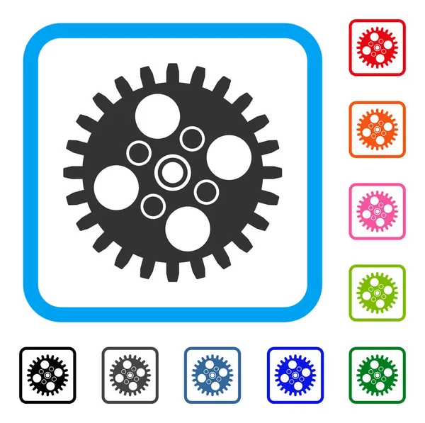 Icône encadrée roue dentelle — Image vectorielle
