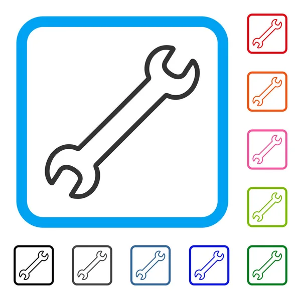 Contour Wrench Framed Icon — Stock Vector