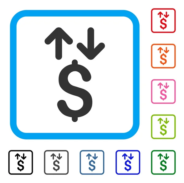 Dollar transacties ingelijst pictogram — Stockvector