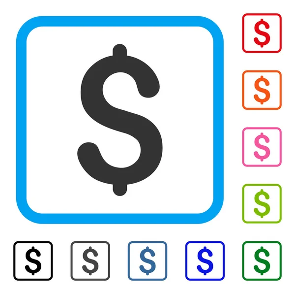 Ícone emoldurado do dólar —  Vetores de Stock