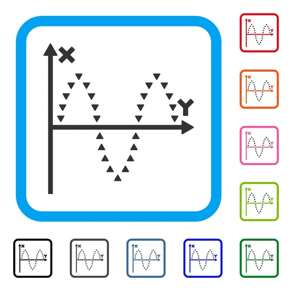 Gepunktetes sinusoides Plot gerahmtes Symbol — Stockvektor