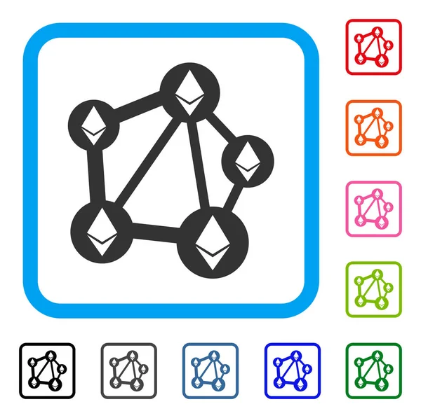 Ethereum sítě zarámovaný ikona — Stockový vektor