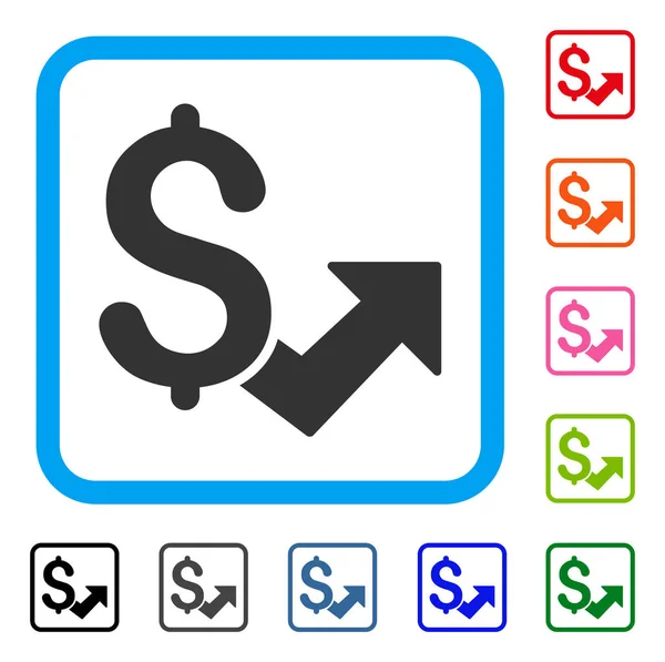 Dollar groei ingelijst pictogram — Stockvector