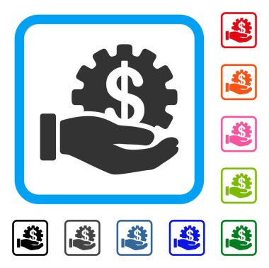 Finansal kalkınma dişli el simgesi çerçeveli