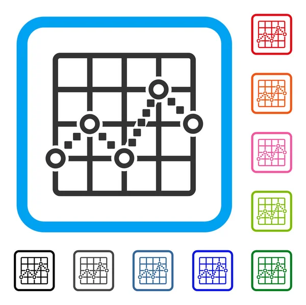Linha Plot Ícone emoldurado —  Vetores de Stock