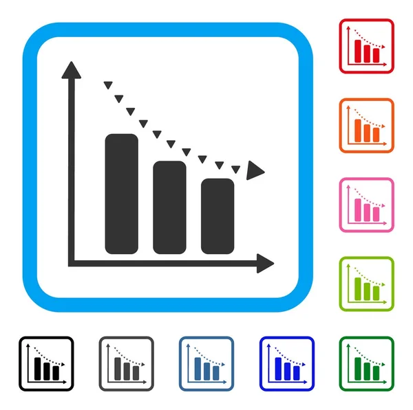 Dotted Negative Trend Framed Icon — Stock Vector