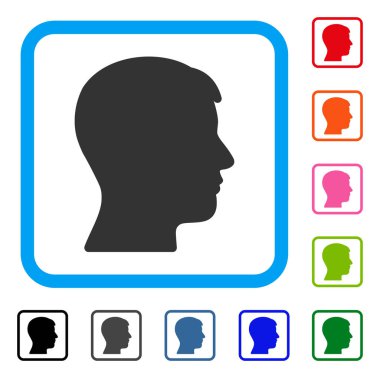 Adam baş profil simgesi çerçeveli