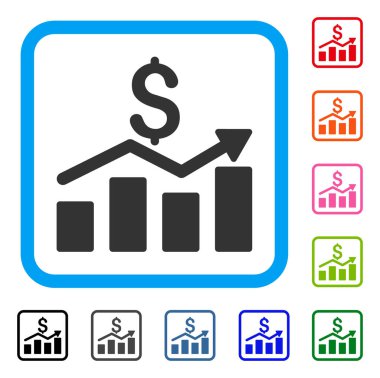 Satış grafiği simgesi çerçeveli