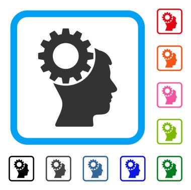 Dişli düşünme simgesi çerçeveli