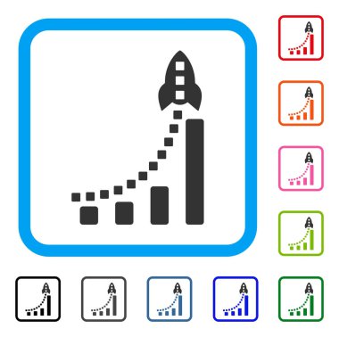 Roket iş çubuk grafik simge çerçeveli