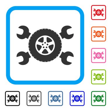 Lastik hizmet anahtarı simgesini çerçeveli