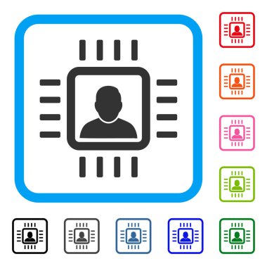 Nöro işlemci simgesi çerçeveli