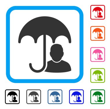 Kullanıcı güvenliği şemsiye simgesi çerçeveli