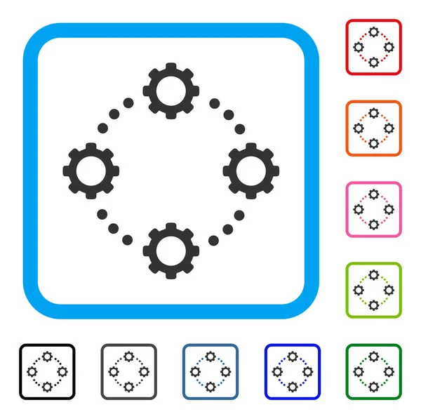 Getriebe virtuelle Verbindung gerahmt Symbol — Stockvektor