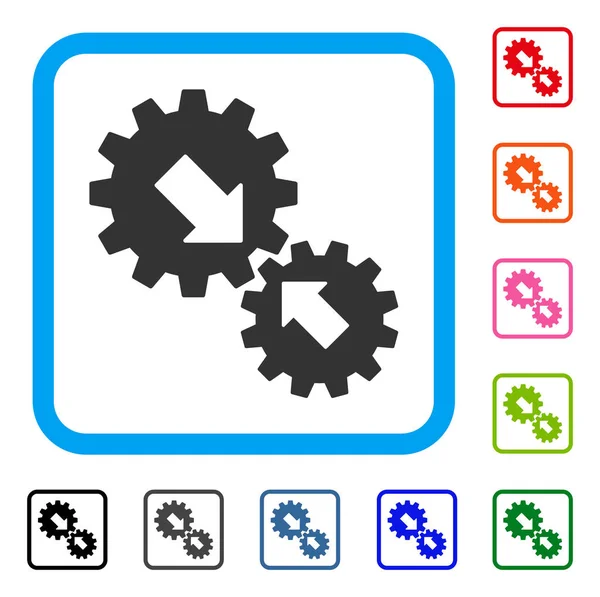 Integratie Gears ingelijst pictogram — Stockvector