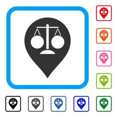 Mahkeme harita işareti simgesi çerçeveli