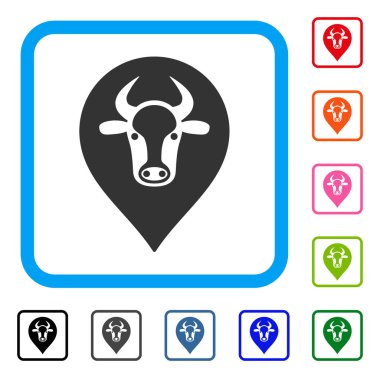 İnek harita işareti simgesi çerçeveli