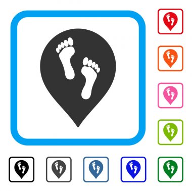 Ayak izleri harita işareti simgesi çerçeveli