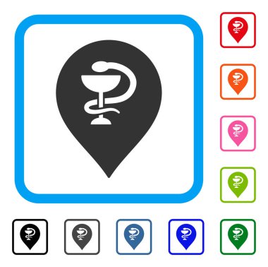 Sağlık yılan işareti simgesi çerçeveli