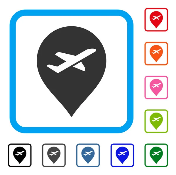 Lotnisko Marker oprawione ikona — Wektor stockowy