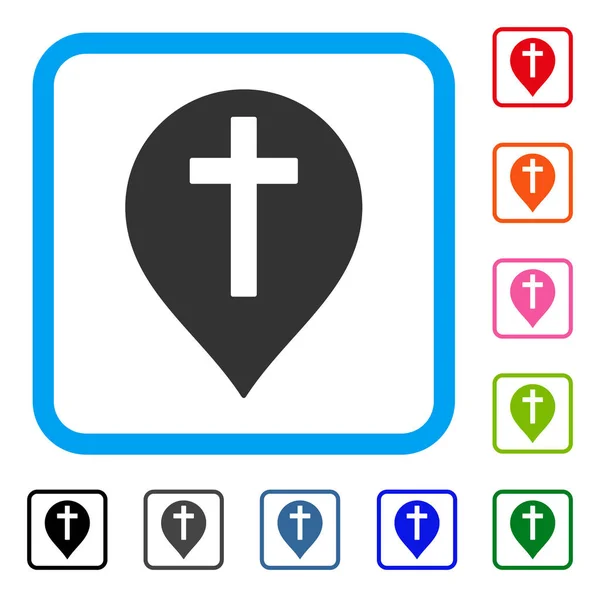 Christian Cross Marker ingelijst pictogram — Stockvector