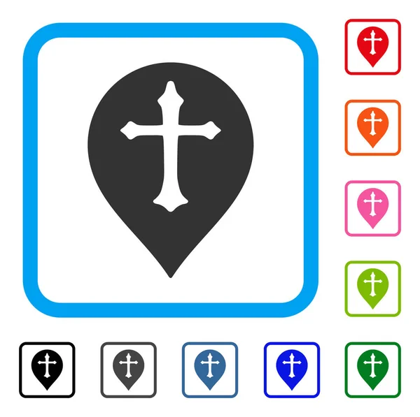 Christian Cross Marker ingelijst pictogram — Stockvector