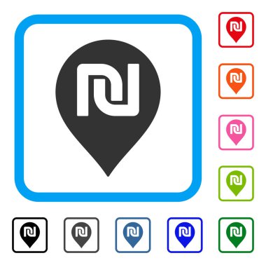 Şekel harita işareti simgesi çerçeveli