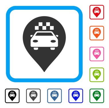 Taksi araba işareti simgesi çerçeveli