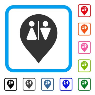 Tuvalet harita işareti simgesi çerçeveli