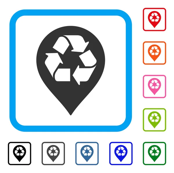 Recycle Map Marker Icono enmarcado — Vector de stock