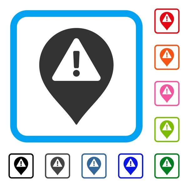 Warning Map Marker Framed Icon — Stock Vector