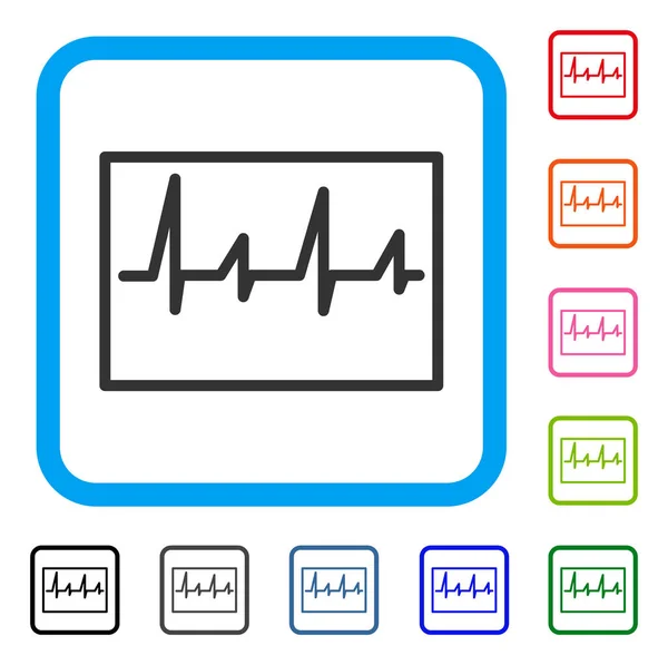 Kardiogram zarámovaný ikona — Stockový vektor