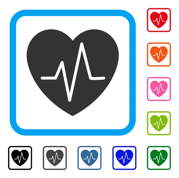 Cardiology Heart Pulse Framed Icon — Stock Vector