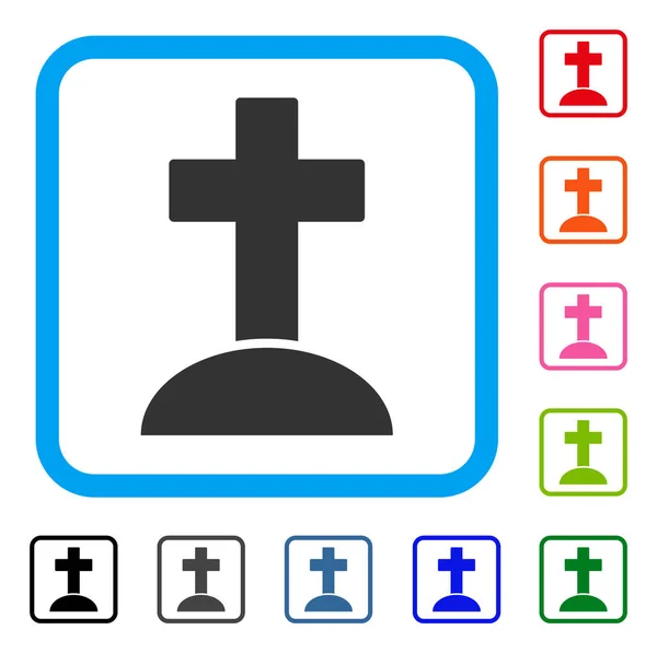 Begraafplaats Kruis ingelijste pictogram — Stockvector