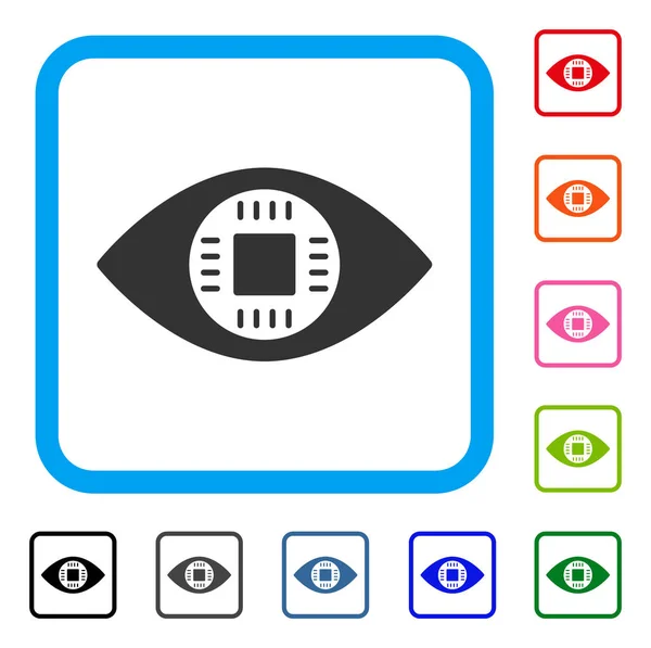 Chip Eye Lens Framed Icon — Stock Vector