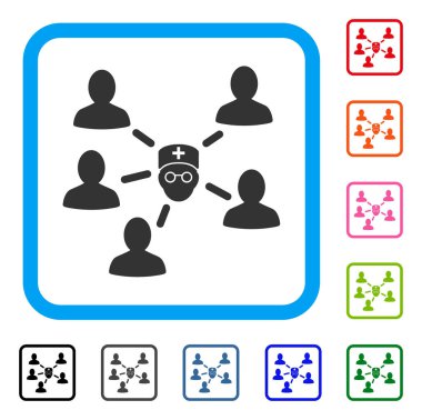 Doktor hasta simgesi çerçeveli