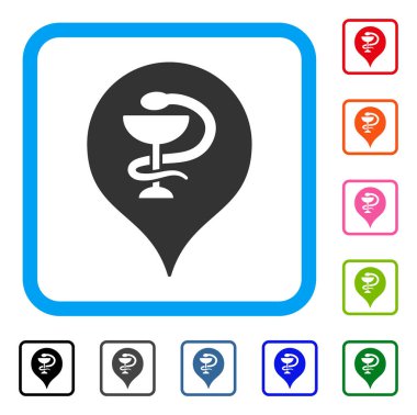 Hastane harita işareti simgesi çerçeveli