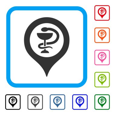 Hastane harita işareti simgesi çerçeveli