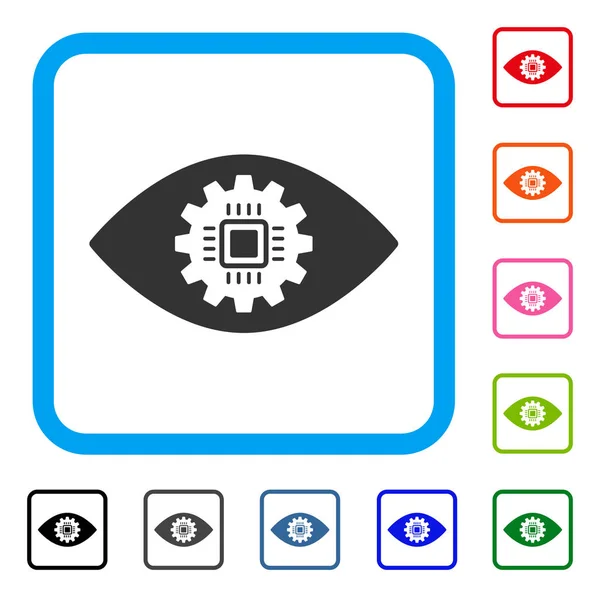 Cyborg Eye Lens Ícone emoldurado — Vetor de Stock