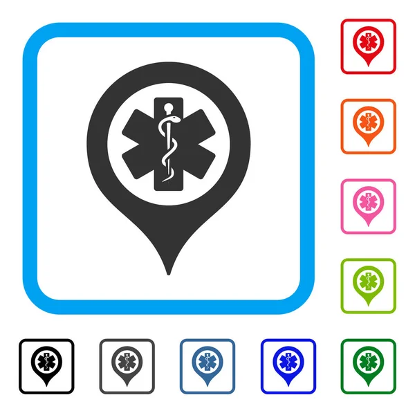 Emergency Map Marker Framed Icon — Stock Vector