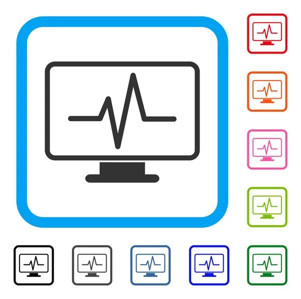 Icono enmarcado de monitoreo de gráfico de línea — Vector de stock