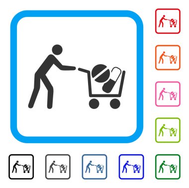 Tıbbi ilaçlar alıcı sepeti simgesini çerçeveli