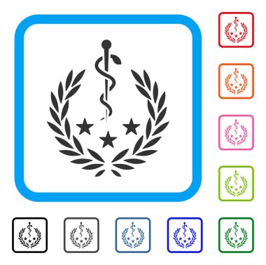 Tıbbi defne çelengi simgesi çerçeveli