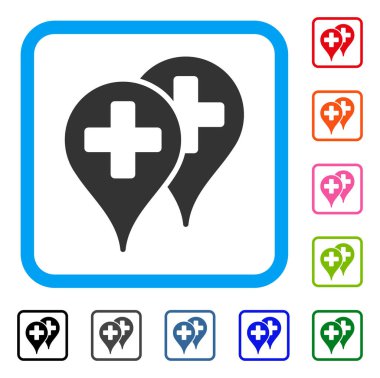 Tıbbi harita işaretleri simgesi çerçeveli