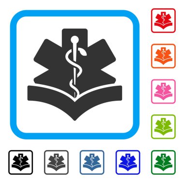 Tıbbi açık kitap simgesi çerçeveli