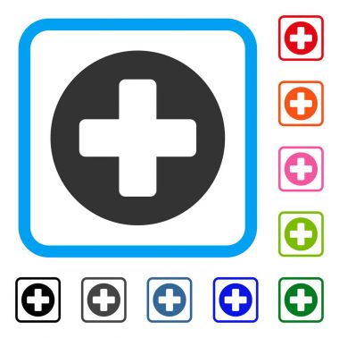 Tıbbi çapraz çerçeveli simgesi yuvarlak