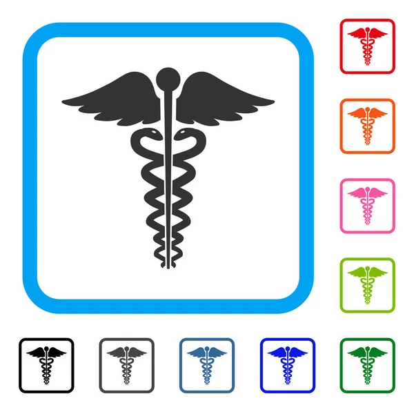 Caduceus Emblema médico emoldurado ícone — Vetor de Stock