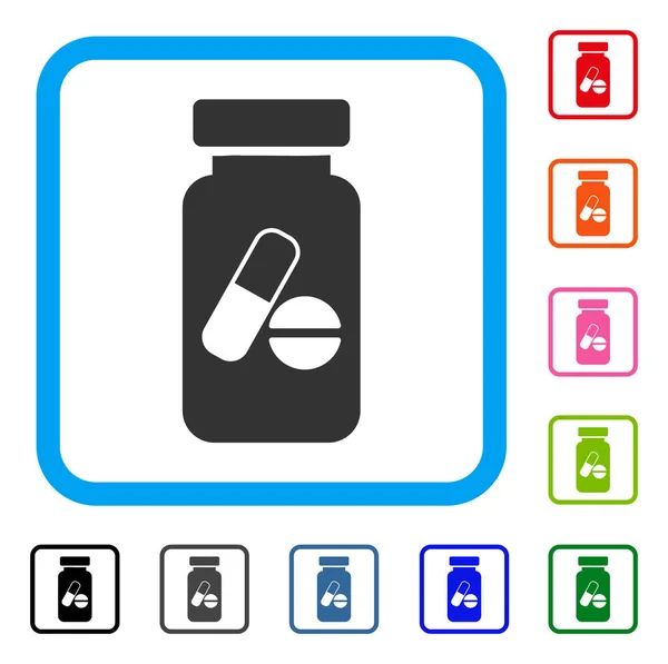 Vial de medicamentos Icono enmarcado — Vector de stock